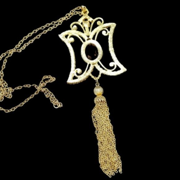 Huge Vintage Dodds Glass Cameo Rhinestone Necklace - Picture 7 of 8